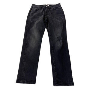 ZARA Womens Straight Leg Jeans Size 6 Black Distressed Mid Rise